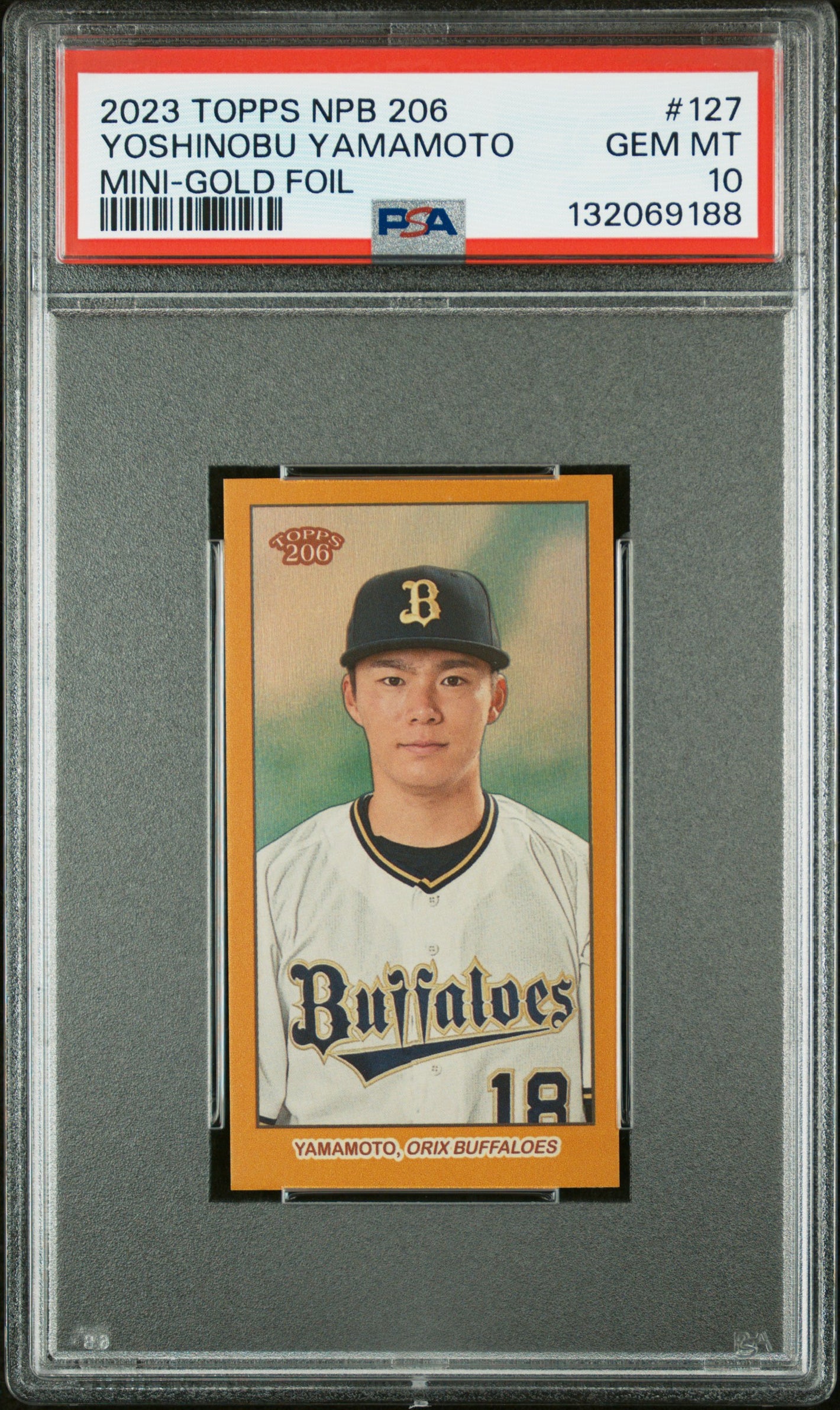 2023 Topps Npb 206 #127 Yoshinobu Yamamoto Mini Gold Foil /50 PSA 10