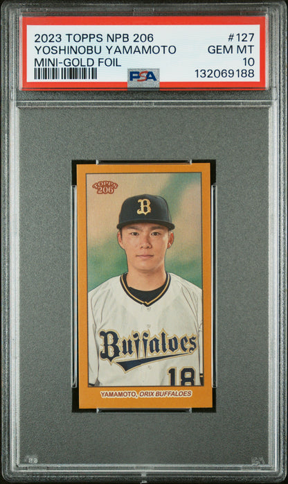 2023 Topps Npb 206 #127 Yoshinobu Yamamoto Mini Gold Foil /50 PSA 10
