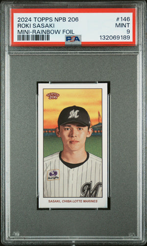 2024 Topps 206 NPB #146 Roki Sasaki Mini Rainbow Foil /99 PSA 9