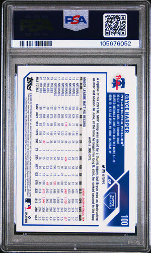 2023 Topps Gilded Collection #100 Bryce Harper Wave Gold Etch /75 PSA 10