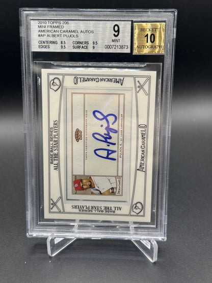 2010 Topps 206 #ACA-AP Albert Pujols Mini Framed American Caramel Auto BGS 9