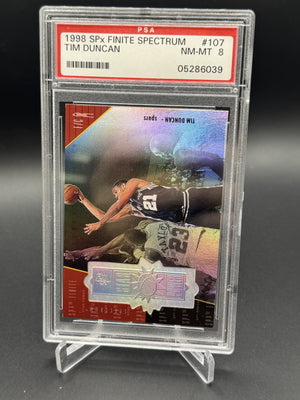 1998 SPx Finite #107 Tim Duncan Spectrum /250 PSA 8