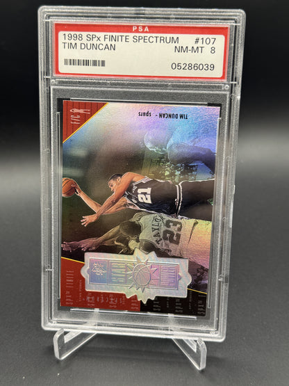 1998 SPx Finite #107 Tim Duncan Spectrum /250 PSA 8