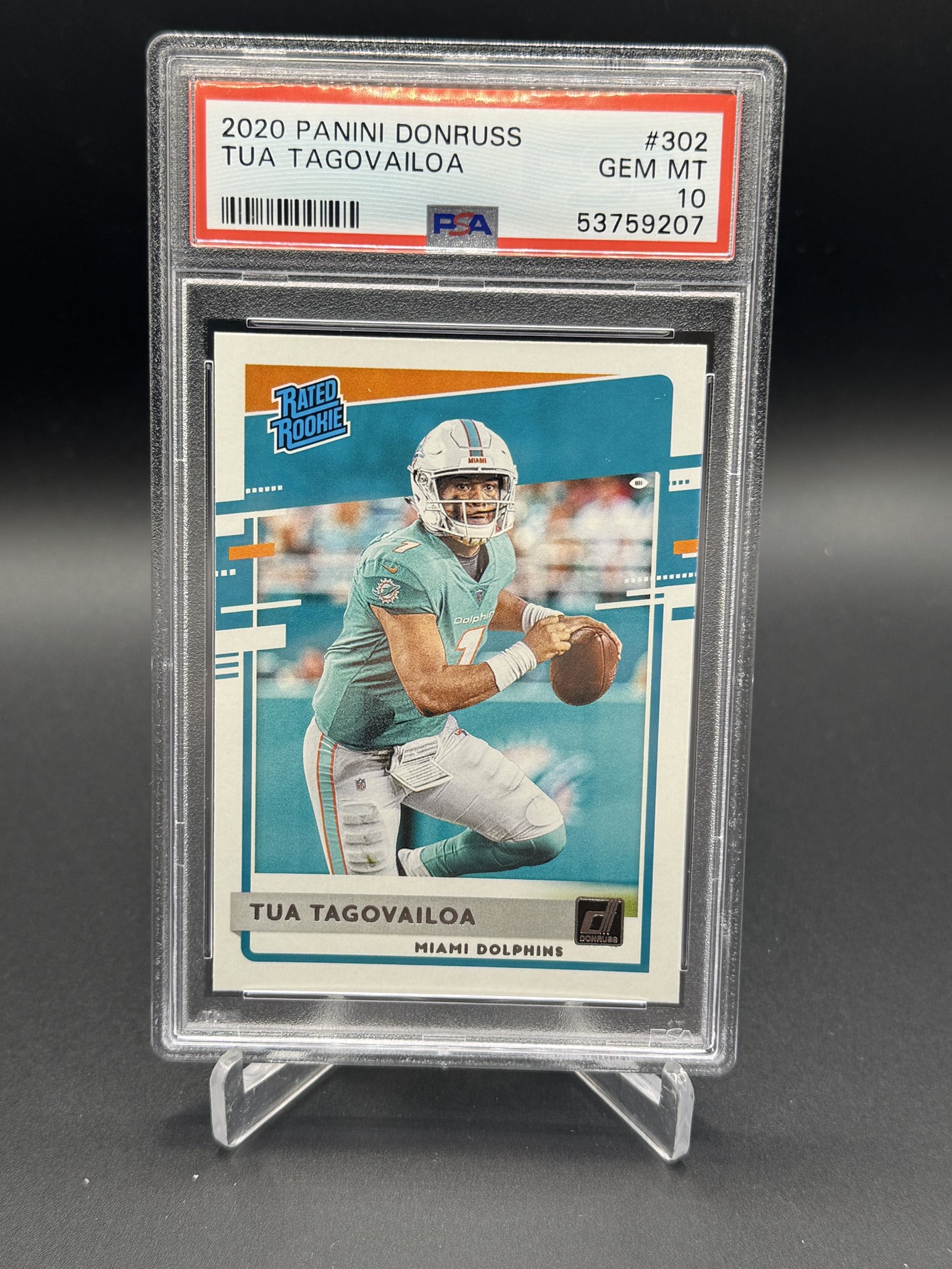 2020 Donruss #302 Tua Tagovailoa Rated Rookie PSA 10
