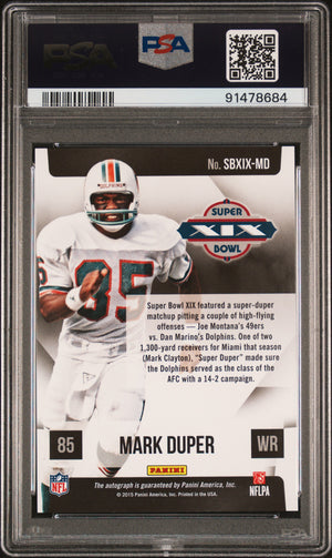 2023 Panini Absolute #SBXIX-MD Mark Duper Super Bowl Signatures PSA 10