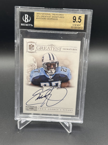 2012 National Treasures #14 Eddie George NFL Greatest Auto /25 BGS 9.5