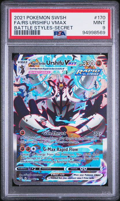 Pokemon Battle Styles #170 Rapid Strike Urshifu VMAX Secret Rare PSA 9