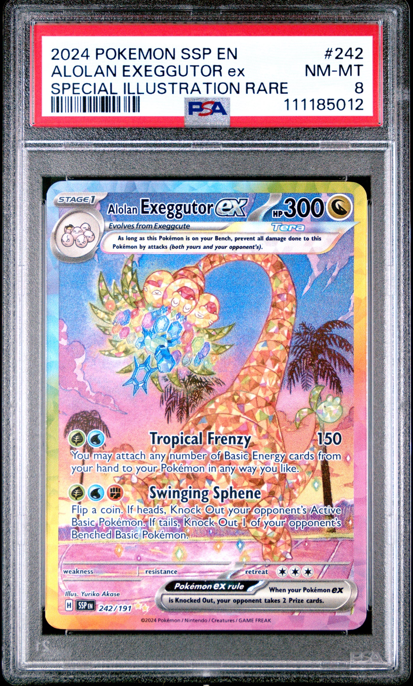 Pokemon SV08: Surging Sparks #242/191 Alolan Exeggutor ex PSA 8