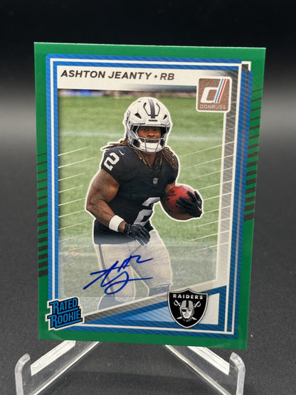 2025 Donruss #305 Ashton Jeanty Rated Rookies Autographs Green