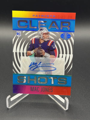 2021 Panini Illusions #CS-20 Mac Jones Clear Shots Signatures Light Blue #/25