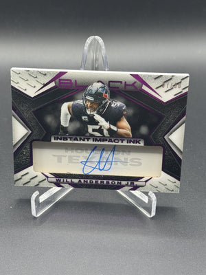 2025 Panini Black #III-WAJ Will Anderson Jr. Instant Impact Ink Royal #/30