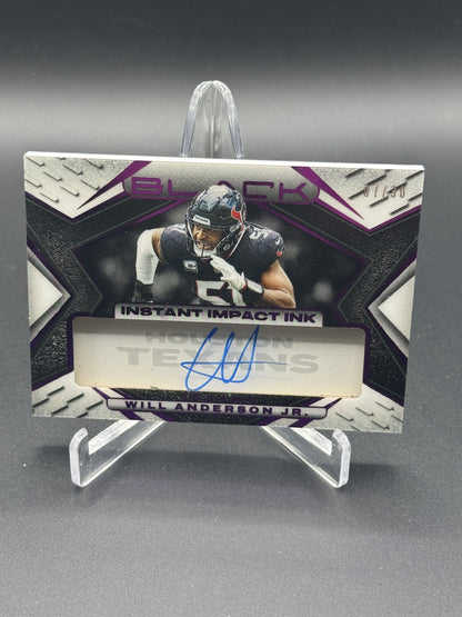 2025 Panini Black #III-WAJ Will Anderson Jr. Instant Impact Ink Royal #/30