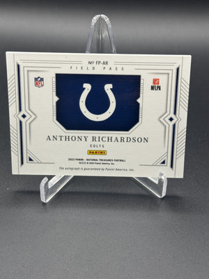 2023 National Treasures #FP-AR Anthony Richardson Rookie Auto Field Pass /99