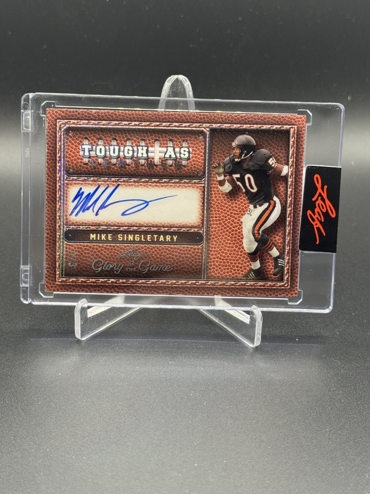 2025 Leaf Glory of the Game Tough as Leather Holo Mike Singletary Auto /3