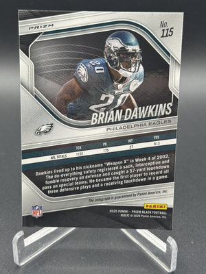 2025 Panini Prizm Black #115 Brian Dawkins Silver Auto