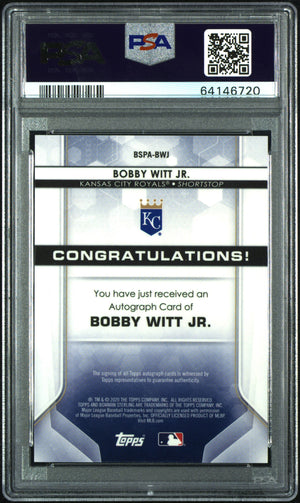 2020 Bowman Sterling #BSPA-BWJ Bobby Witt Jr. Prospect Autographs PSA 9