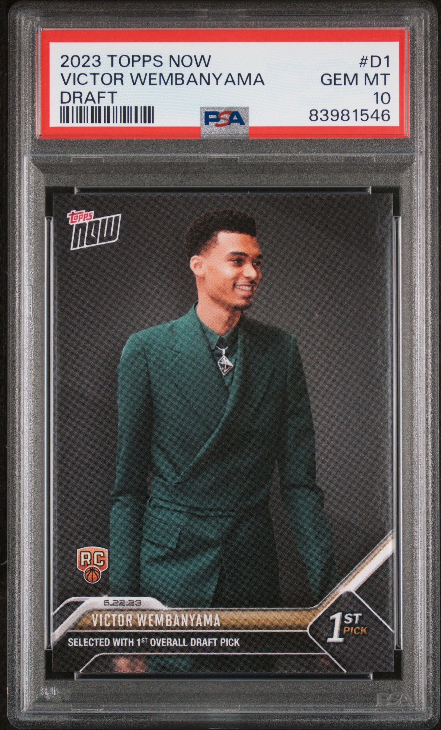 2023 Topps Now Draft #D1 Victor Wembanyama PSA 10