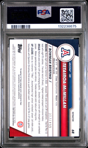 2023 Bowman U Chrome #68 Tetairoa McMillan 1st Auto Refractor /499 PSA 9