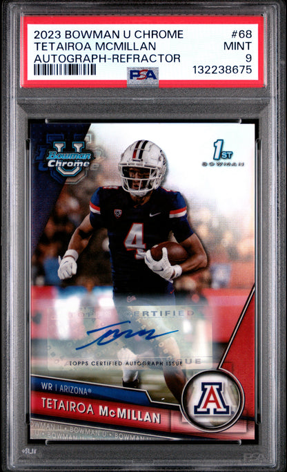 2023 Bowman U Chrome #68 Tetairoa McMillan 1st Auto Refractor /499 PSA 9