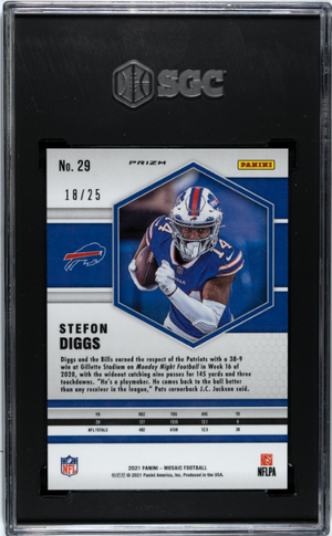 2021 Panini Mosaic #29 Stefon Diggs Prizm White SGC 9 #/25