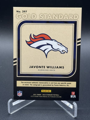 2021 Gold Standard #297 Javonte Williams Rookie RC Triple Patch Auto #/149