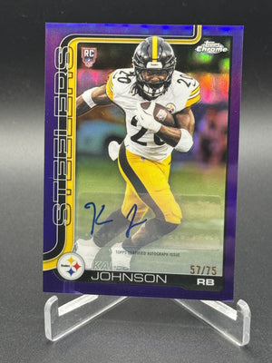 2025 Topps Chrome #RA-KJ Kaleb Johnson Rookie Auto Purple #/75
