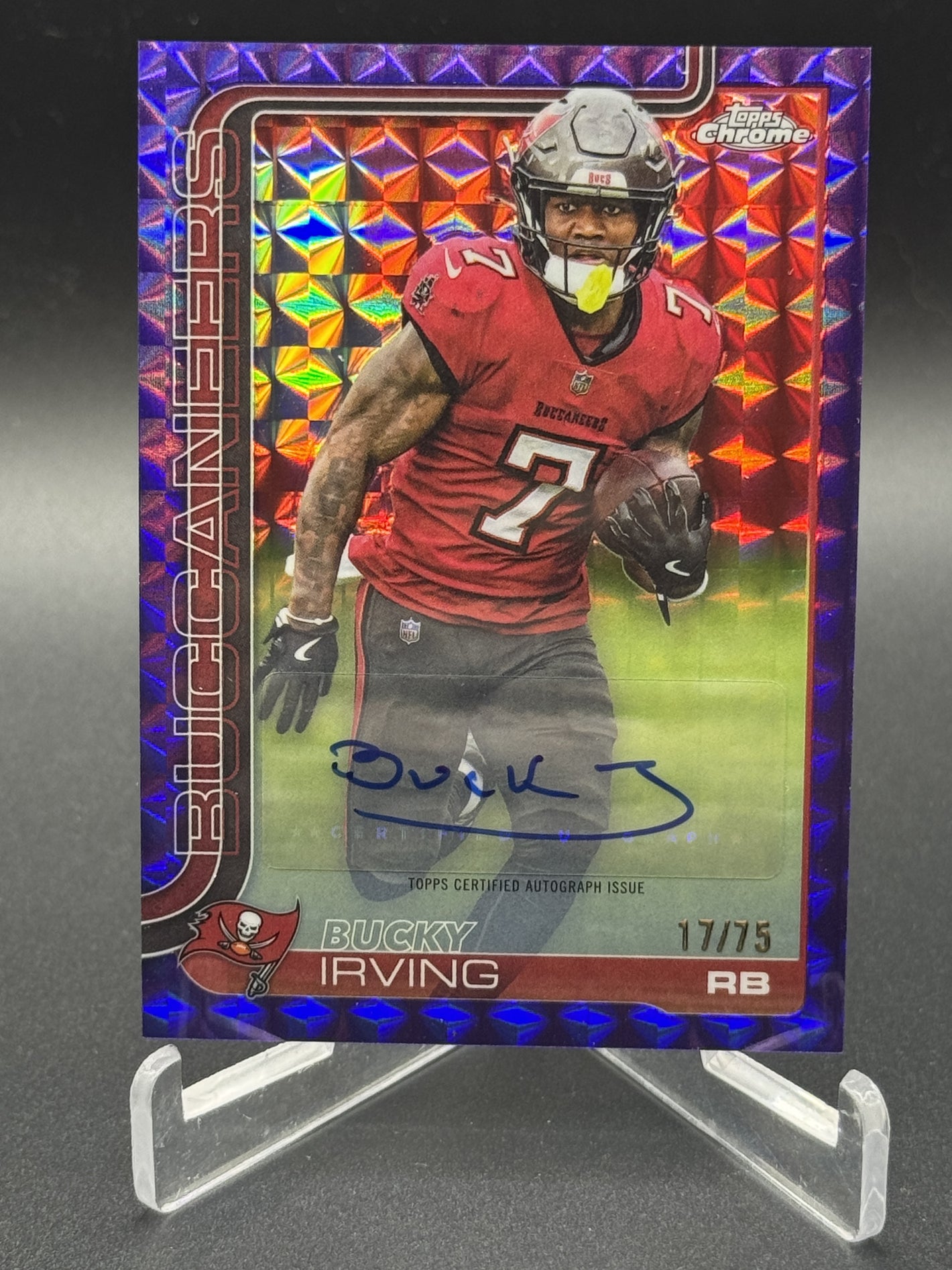 2025 Topps Chrome #BABI Bucky Irving Auto Purple Geometric /75