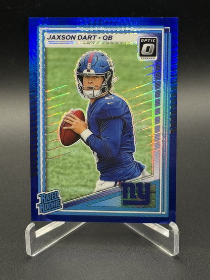 2025 Donruss Optic #273 Jaxson Dart Rated Rookie Blue Hyper