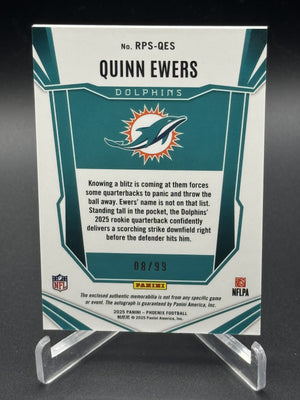 2025 Panini Phoenix #RPS-QES Quinn Ewers RPA Rookie Patch Auto Red Prizm /99