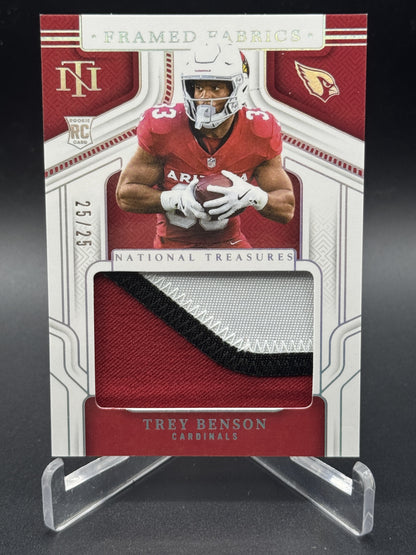 2024 National Treasures #FF-TBN Trey Benson Framed Fabric Holo Silver #/25