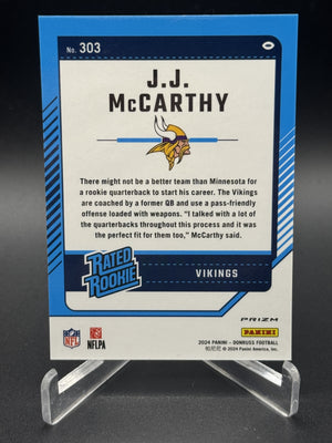 2024 Donruss #303 J.J. McCarthy Optic Rated Rookies Preview Football Emoji