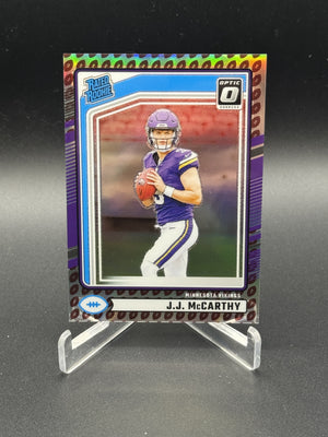 2024 Donruss #303 J.J. McCarthy Optic Rated Rookies Preview Football Emoji