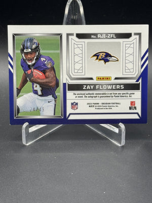 2023 Panini Obsidian Zay Flowers Rookie Jersey Ink Electric Etch Orange Auto /49