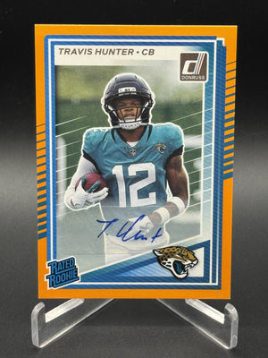 2025 Donruss #301 Travis Hunter Rated Rookies Autographs Orange