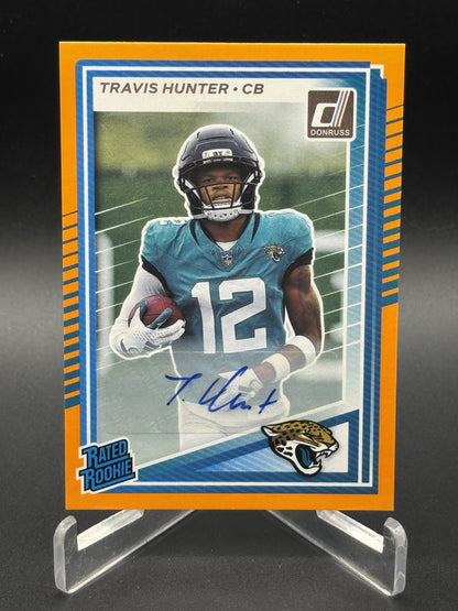 2025 Donruss #301 Travis Hunter Rated Rookies Autographs Orange