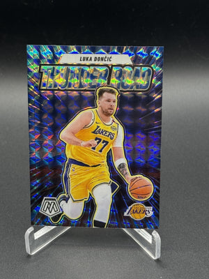 2024-25 Panini Mosaic #1 Luka Doncic Thunder Road Mosaic Reactive Blue #/99