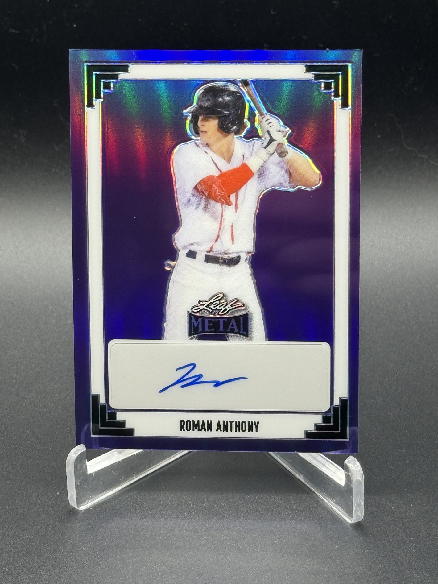 2024 Leaf Metal #91A-RA1 Roman Anthony 1991 Leaf Auto Purple #/15