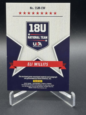 2025 Panini Stars & Stripes USA Baseball #SSM-EW Eli Willits Auto Materials