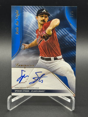 2024 Topps Luminaries #RN-SS Spencer Strider Rule the Night Auto Blue /5