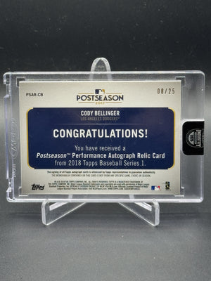 2018 Topps Cody Bellinger Postseason Performance Auto Relics Red /25