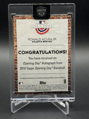 2019 Topps Opening Day #ODA-RA Ronald Acuna Jr. Opening Day Autographs