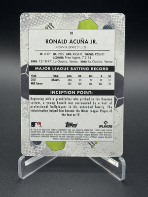 2022 Topps Inception #92 Ronald Acuña Jr. Printing Plate Cyan 1/1