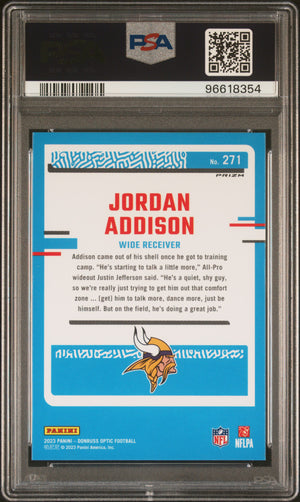 2023 Donruss Optic #271 Jordan Addison Rated Rookie Green Hyper PSA 10