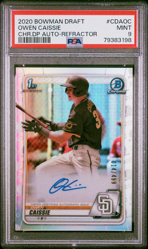 2020 Bowman Draft #CDA-OC Owen Caissie Chrome Pick Auto Refractor /499 PSA 9