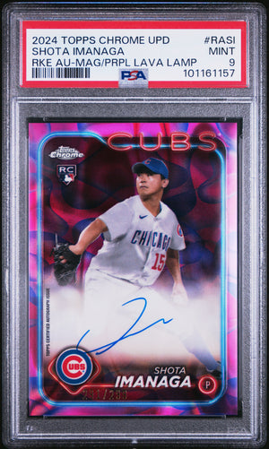 2024 Topps Chrome Update Shota Imanaga Magenta Purple Lava Lamp Auto /299 PSA 9