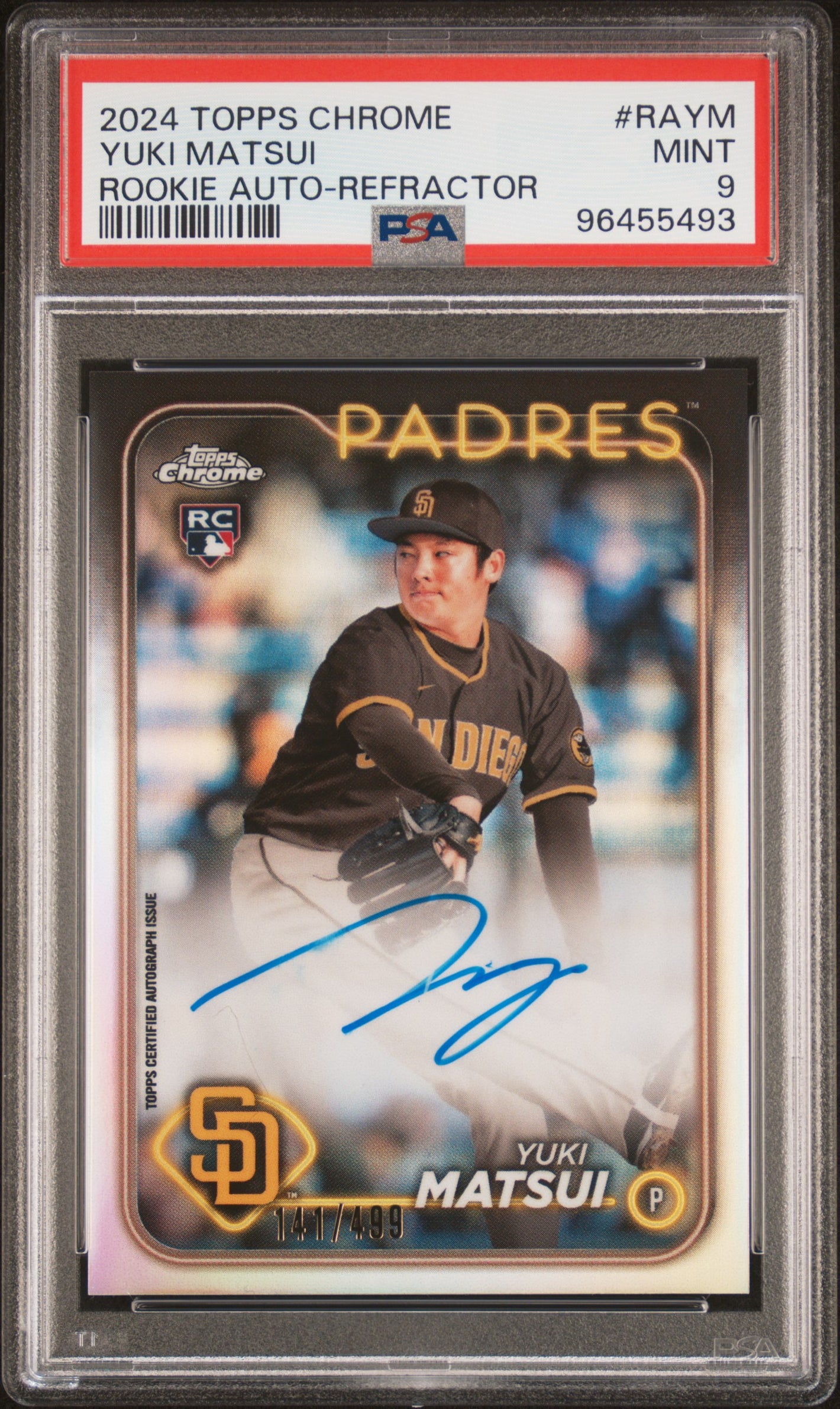 2024 Topps Chrome #RA-YM Yuki Matsui Rookie Autographs Refractor PSA 9 #/499