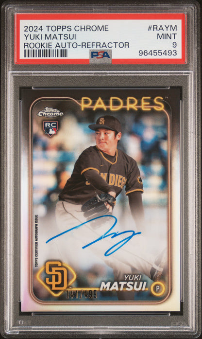 2024 Topps Chrome #RA-YM Yuki Matsui Rookie Autographs Refractor PSA 9 #/499