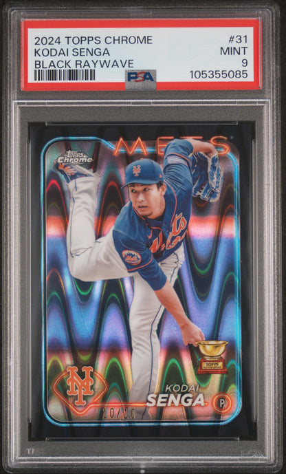 2024 Topps Chrome #31 Kodai Senga Black Raywave Refractors PSA 9 #/10