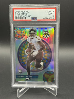 2021 Panini Mosaic #GM-28 Kyle Pitts Rookie RC Glass Mosaic PSA 9
