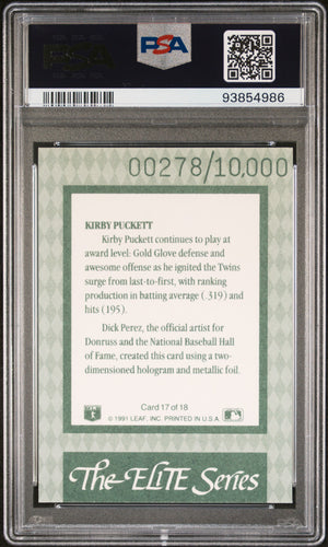 1992 Donruss #17 Kirby Puckett The Elite Series /10000 PSA 9